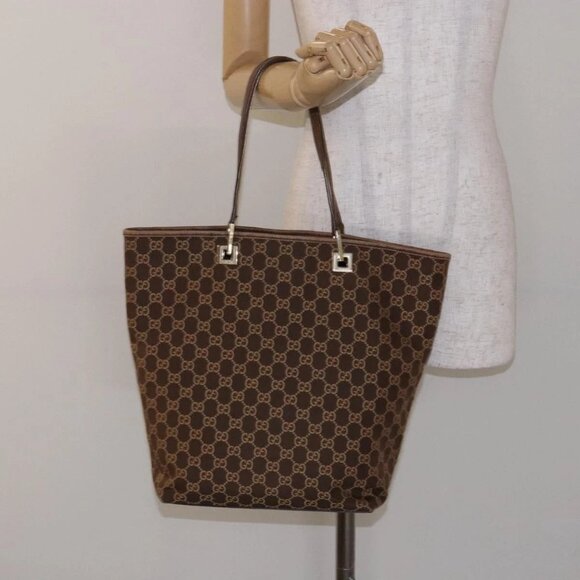 GUCCI GG Canvas Tote Bag Brown Gold 002 1098 Auth ep10894 - Picture 14 of 16